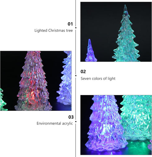 3 Beaupretty Pieces Lighted Christmas Tree Figurine Color Changing LED Acrylic Holiday Tree Christmas Table Top