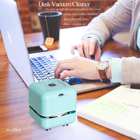 White Elephant Gifts, Mini Desk Vacuum Cleaner, Rechargeable Desktop Vacuum Sweeper with USB Brush as Present to Suck