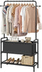 Calmootey Clothing Rack with Storage Bag, 3-in-1 Garment Rack for Bedroom, Hallway, Entryway, Black