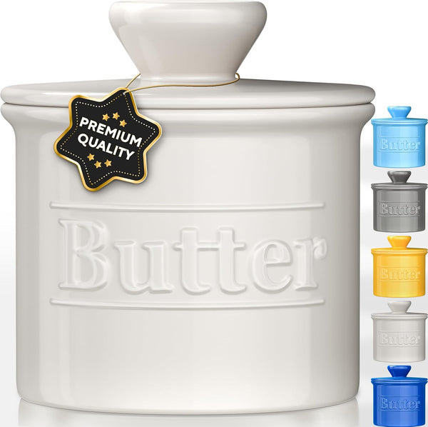 Premium Butter Crock with Lid - Original Design French Butter Dish -