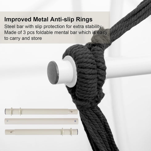 Hammock 2 Chair, Hanging Rope Swing Seat with Cushions,Macrame Hanging Chair Side Pocket with High Load-Bearing Metal
