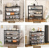 4-Tier Mavivegue Shoe Rack Organizer, Metal Shoe Storage with Non-Woven Fabrics Shelves and Wooden Top Board, Shoe Rack