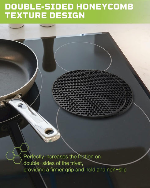 Wapodeai 2pcs Silicone Mats for Kitchen Counter, Pot Holders, Trivets, Hot Pads, Flexible and Easy to Wash