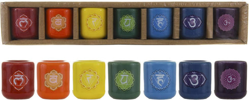 Mega Candles 7 pcs Ceramic 1/2 Inch Diameter Chakra Chime Candle Holders - Assorted Colors