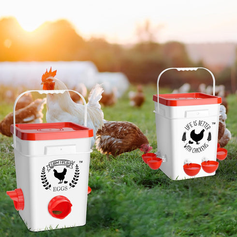 5 6 Tgeyd Chicken Waterer Gallon, with Enlarge Automatic Water Cups, Large Cicken Waterer for Chicken Duck and Goose