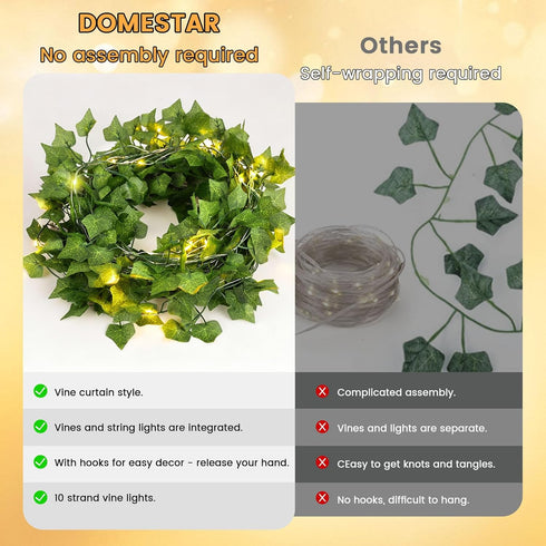 300 DomeStar Vines with Light for Bedroom, LED Fairy Lights with Vines, Curtain String Lights with Remote for Dorm