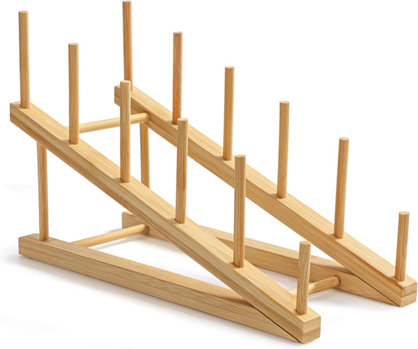 HBlife Bamboo Wooden Dish Drying Rack, 1 PCS Plate/Dish/Book/File/Bowl/Cup/Cutting Board/Pot Lid Organizer