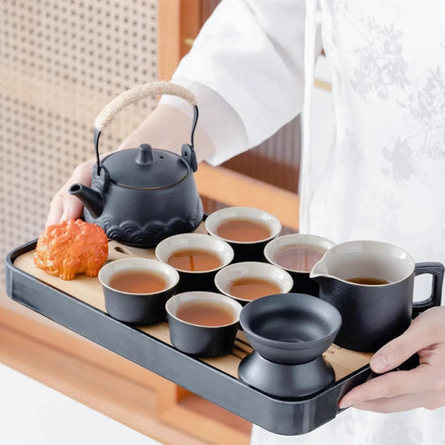 Set, Set 8oz Teapot,14-Piece ICHAG Japanese & Chinese Tea Adults' Portable Gongfu Tea with Teapet with Porcelain