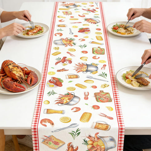 13x72 Inch Crawfish Boil Party Decorations - Crawfish Party Table Runner Decor, Seafood Boil Crayfish Table Decorations