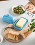 Sweejar Ceramic Butter Dish with Lid for Countertop, Porcelain Butter Keeper for East/West Coast Butter (Steel Blue)