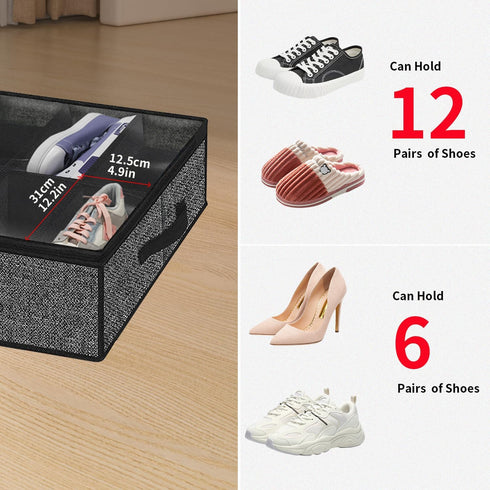Onlyeasy Under Bed Shoe Storage Organizer, 4 Pack Fit 12x4 Pairs, Underbed Solution with Sturdy Sidewall