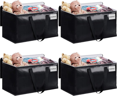 StorageRight Large Moving Bags Heavy Duty Storage Totes, 88L, 4 Packs, Collapsible Moving Supplies with Reinforced