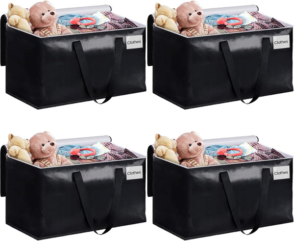 StorageRight Large Moving Bags Heavy Duty Storage Totes, 88L, 4 Packs, Collapsible Moving Supplies with Reinforced