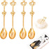 8 Pieces Golden Teaspoon Mini Gold Spoon with Crown, Stainless Steel Coffee Cake Spoon for Afternoon Tea
