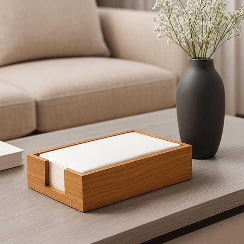 Countertop Acacia Wood Guest Towels Holder for Bathroom Napkin Holder Hand Towel Tray Flat Cocktail Napkins Holder