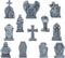 12 Pcs Miniature Resin Tombstones, Mini Gravestone Figurines, Multiple Sizes for Mini House Graveyard Scene, Halloween