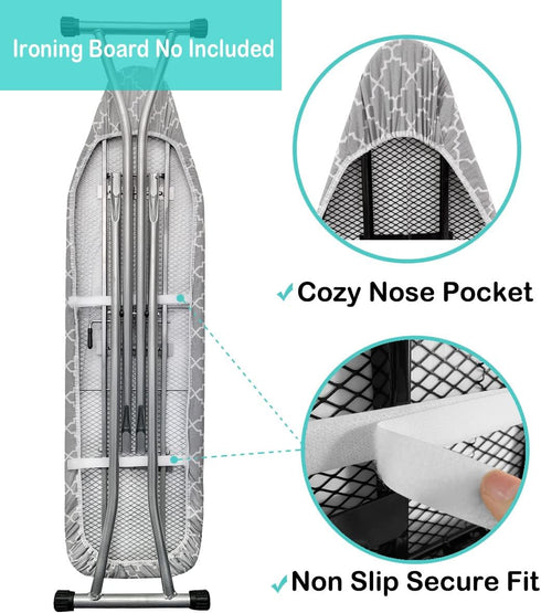 Ironing Board Cover and Pad, Standard Size 15"x54", Heavy Duty Extra Thick Cotton with Elastic Edge