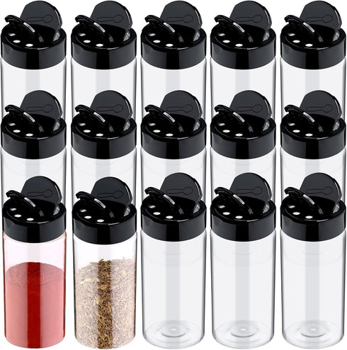 Mimorou 40 Pack Plastic Spice Jar with Shaker Lids Seasoning Containers 3.5