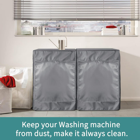 2-Pack Washer Dryer Cover, Waterproof Dustproof Cover for Front-Loading Machines, W27 D33 H39 inch (Gray)