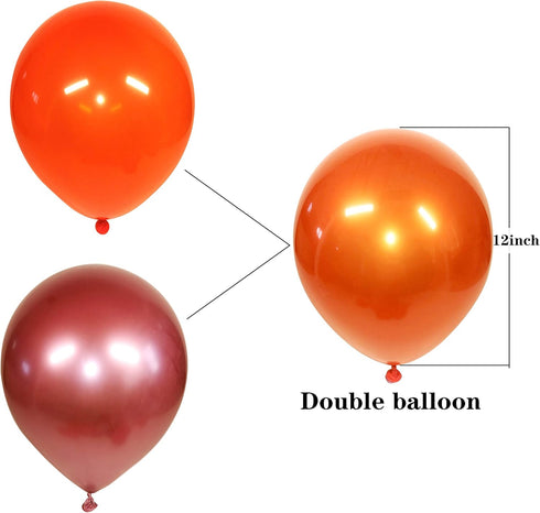 Metallic Orange Balloons, 50pcs 12 Inch Double Layer Burnt Balloons for Wedding & Birthday Decoration