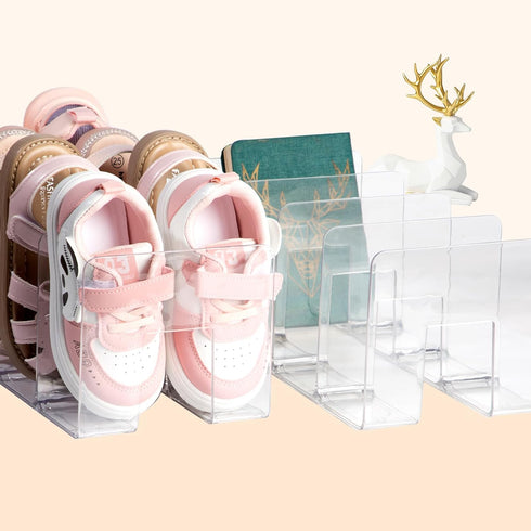 2PACK Clear Acrylic Kids Shoe Rack for Closet Organizers and Storage, Small