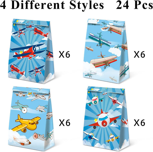 24Pcs Plane Party Bags Airplane Birthday Party Supplies Planes Party Decorations Airplane Gift Bag Airplane First