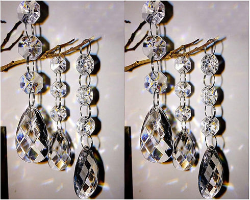 60 PCS Clear Acrylic Crystal Beads for Christmas Ornaments Tree Decorations Garland Chandelier Hanging Wedding Party