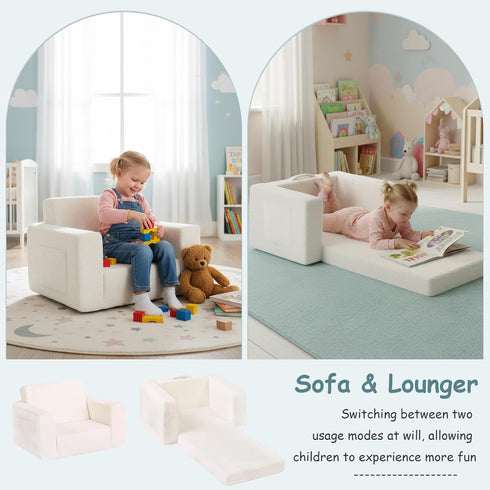 2-in-1 Tiita Kids Sofa, Toddler Chair, Convertible Children Couch to Lounger, Flip Out Kid Sofas Chair, Toddler Armrest