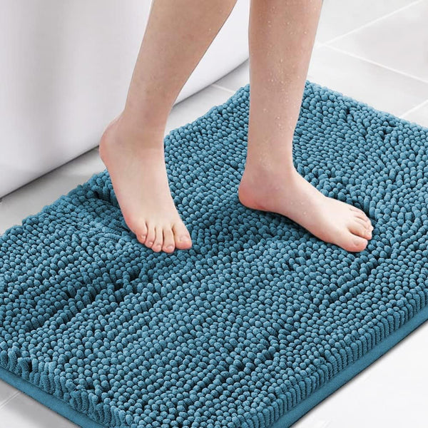 H.VERSAILTEX Non Slip Bath Mat for Bathroom, Luxury Chenille Ultra Soft Rugs 24x36, Washable Dark Teal
