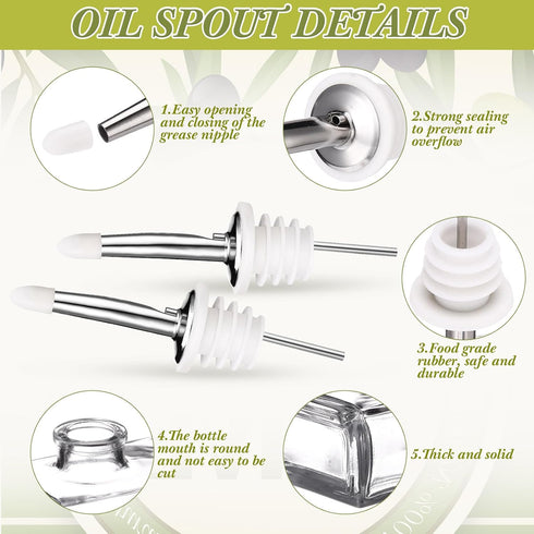 Reallnaive 3 Sets Nozzles 500ml Set Olive Oil Dispenser Bottles for Kitchen with Funnel Labels Cooking Oil Dispenser