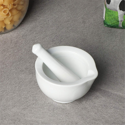 LEETOYI Porcelain Small Mortar and Pestle, Ceramic Herb Grinder Pill Crusher Set, 3.3 inch, White