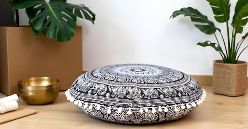 32" ICC Floor Pillows & Cushion Covers, Decorative Hippie Mandala Pouf Pillow Cover Bohemian Seating Meditation Cushion