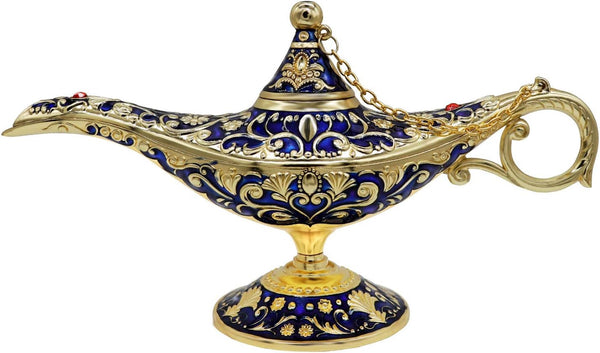 Classic Vintage Rare Legend Aladdin Magic Genie Costume Lamp - Home Table Decoration & Gift, Royal Blue