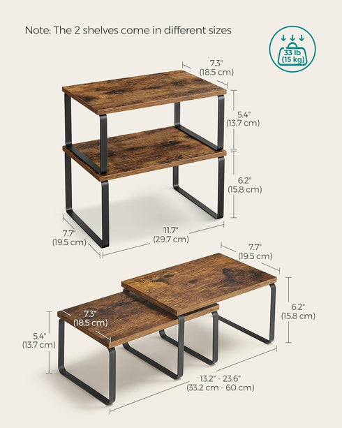 SONGMICS Cabinet Organizer Shelf, Set of 4 Stackable Kitchen Counter Shelves, Spice Rack, Metal and Engineered Wood