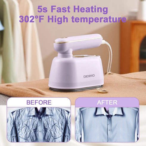 Travel Steamer, 2 in 1 Portable Steamer for Clothes, 180° Rotatable Mini Steam Iron, Home and Travel Essential