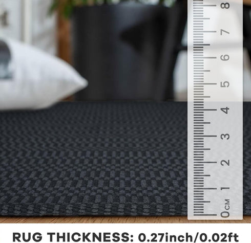 KOZYFLY Washable Area Rug 2x3 Ft: Small Indoor Door Mat with Rubber Backing, Braided Cotton Carpet for Bathroom Kitchen