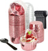 5.5 Oz Foil Muffin Cups 50 Pack, LNYZQUS Jumbo Cupcake Liners with Lids, Disposable Ramekins for Bakery-Rose Gold