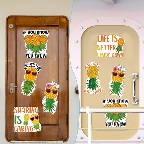 Cruise Door Decorations Magnetic - 6 PCS Upside Down Pineapple Cruise Ship Door Magnets