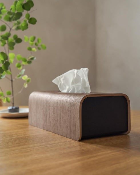 Kazai. Tissue Box Cover 'Toke' | Real Wood Veneer, FSC Certified | Decorative Rectangle Tissue Holder for Bathroom