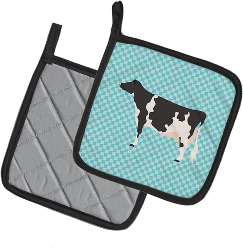 Caroline's Treasures BB7996PTHD Pot Holders - Holstein Cow Blue Check, Heat Resistant Kitchen Hot Pads, 7 1/2 x 7 1/2