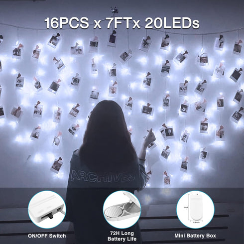 16 Pack IP68 7ft Olafus Fairy Lights Battery Operated, Waterproof Mini String Light, Small LED Bottle Light for Wedding