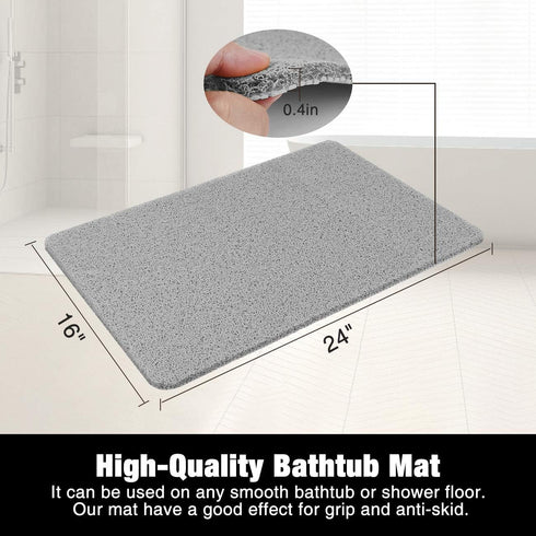 MAPLEZ Non-Slip Bath Mat for Tub, Quick Drying Shower Mat for Wet Areas, 24"x16", Grey