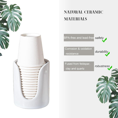 oulymoer 3 4 oz 1 Pack, Bathroom Cup Dispenser Small Cup Holder for Bathroom, Ceramic Mouthwash Cups Cup Dispenser