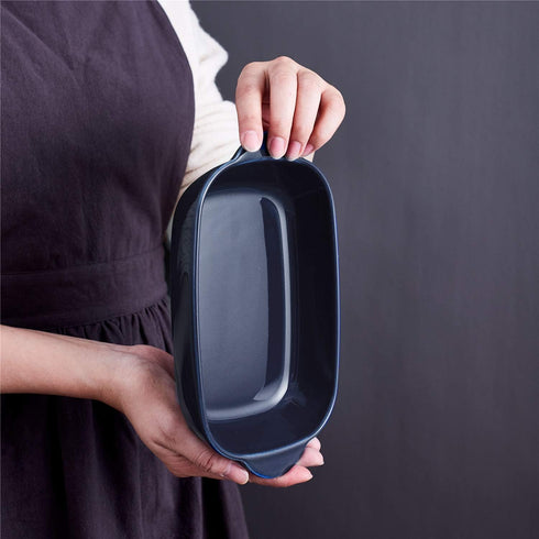 LEETOYI 2-Piece Ceramic Small Baking Dish, Porcelain Rectangular Bakeware with Double Handle, 7.5"×5" for Cooking and