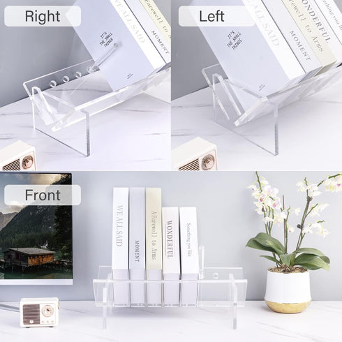 Sumerflos Acrylic Desktop Bookcase, Clear Modern Storage Organizer for Office Home, Bookshelves for CD/Magazine/Book
