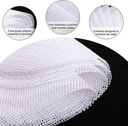 10 Pcs 10 inch Non-stick Silicone Steamer Mesh Mat, Reusable Bamboo Steamer Liner Pad for Home Kitchen Cooking