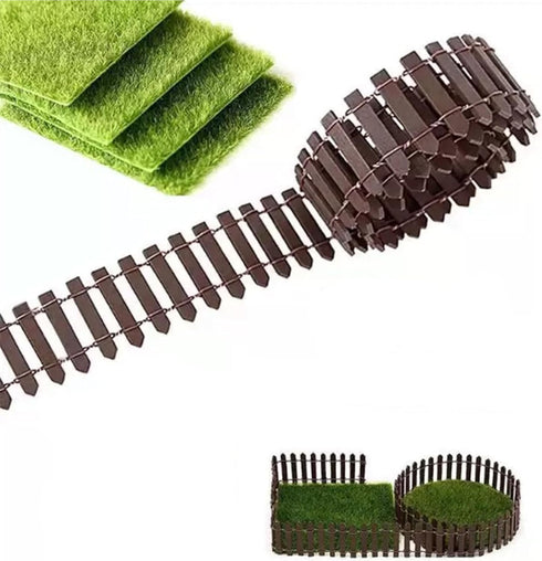 Woohome 35 Inch Miniature Fairy Garden Fence, 4 PCS DIY Wood Picket Fence Ornament for Garden