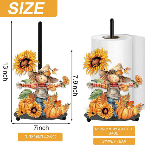 Countertop JarThenaAMCS Fall Paper Towel Holder Rustic Scarecrow Kitchen Decor Accessories Large Metal Towel Holder
