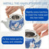 Set, 4 Japanese Tea Ceramic Floral Tea Pot and Pieces Cups with Infuser Bamboo Handle, Traditional Bone China Teapot