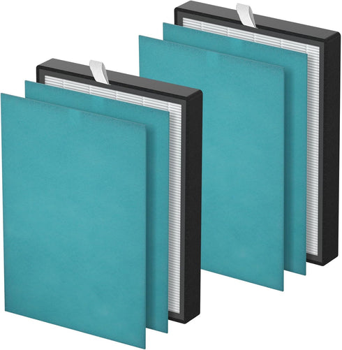 KJ203F True HEPA Replacement Filter for Colzer 142C, Mooka KJ203F, Elechomes KJ203F-142, 2 HEPA + 4 Pre-filter